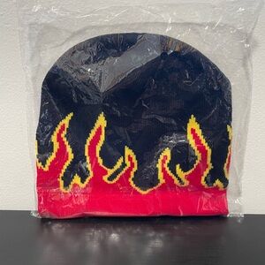 Flame Pattern Beanie - Black, Red, Yellow